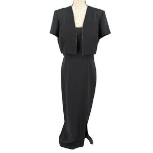 CRIMSON by Laurence Kurta SIZE 10 Black Two Piece Maxi Rhinestones VTG EXCELLENT